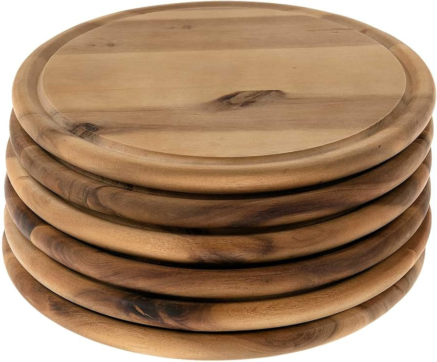 SIDCO Meat Plate Acacia 6 x Wooden Plates Snack Plates Bread Board Chopping Board Diameter 25 cm | Amazon (DE)