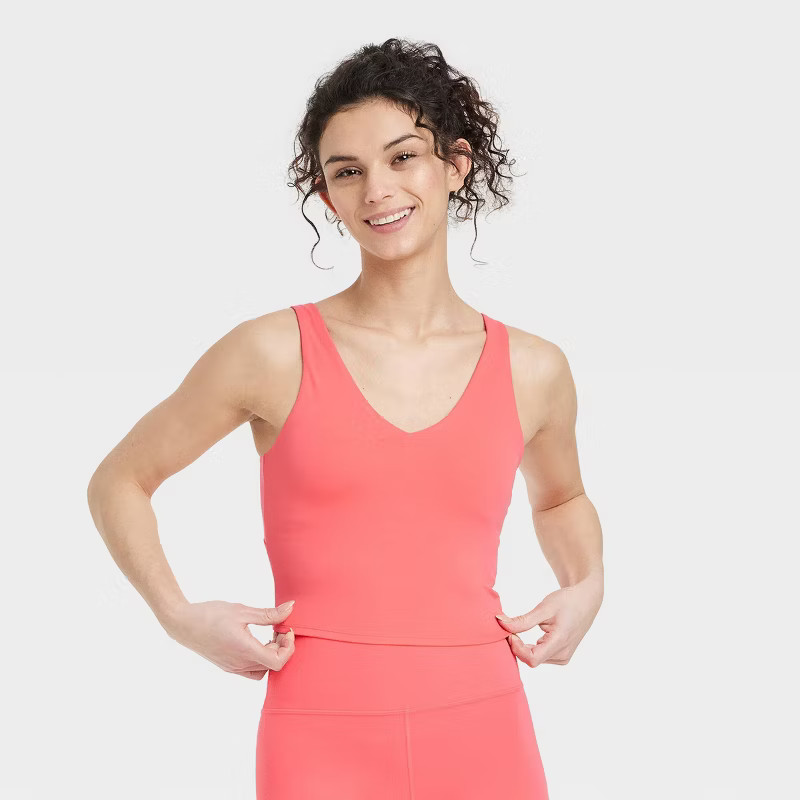 Women's Light Support V-Neck Crop Sports Bra - All In Motion™ | Target