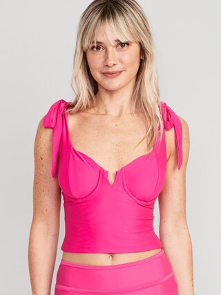 Tie-Shoulder Underwire Tankini Swim Top for Women | Old Navy (US)