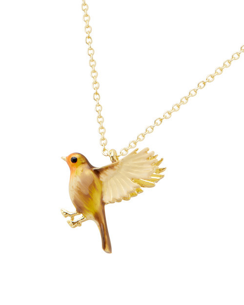 Fable England Flying Robin Enamel Necklace in Multi & Gold at Nordstrom | Nordstrom