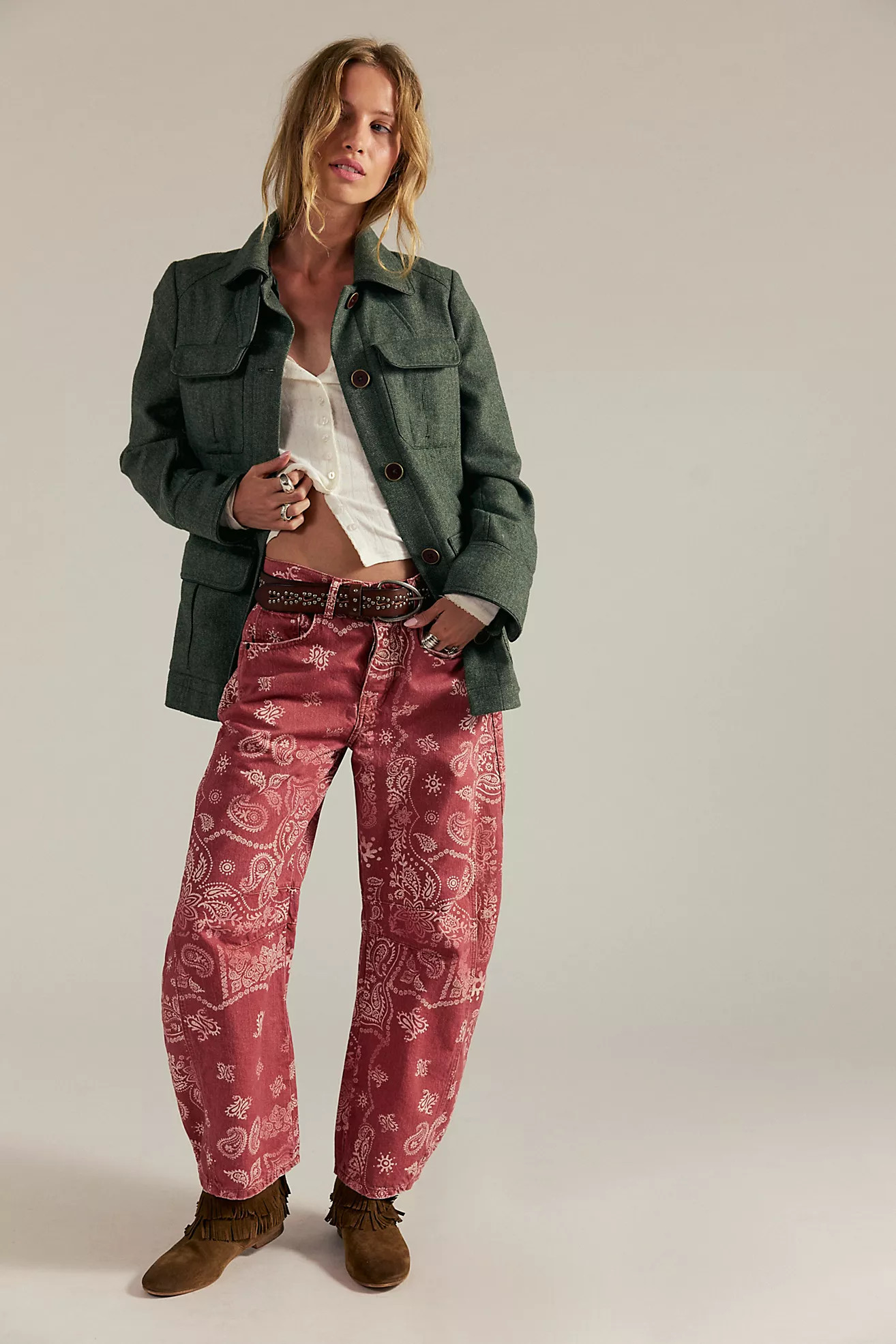 We The Free Good Luck Printed Barrel Jeans | Free People (Global - UK&FR Excluded)