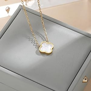 18K Gold Plated Clover Necklace for Women Four Leaf Clover Necklace Flower Lucky Pendant Dainty J... | Amazon (US)