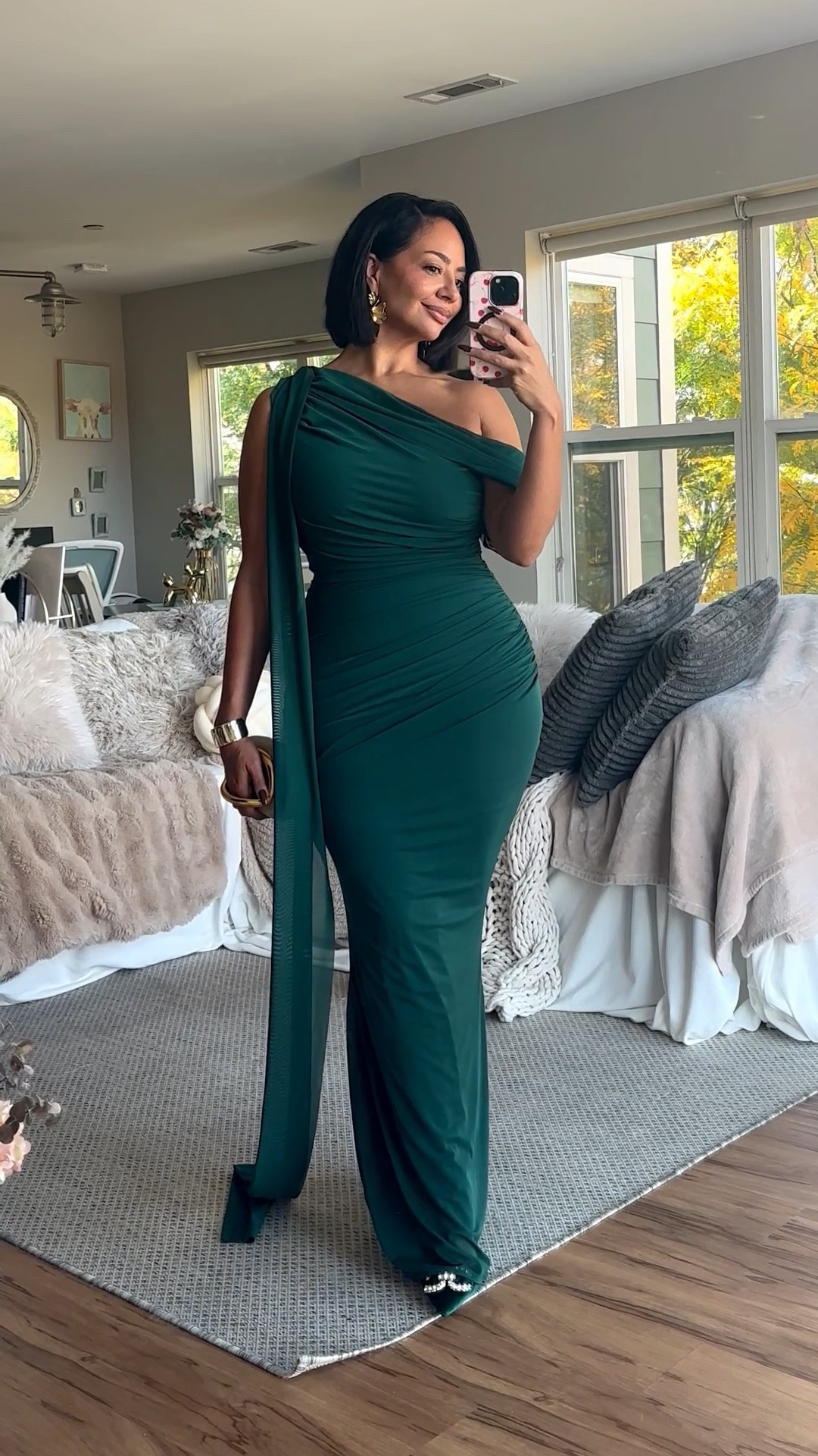 Absolutely stunning wedding guest dress. The draping, the versatile scarf piece. Showstopper! Comes in multiple colors, has stretch and fits true to size. 🍸

wedding guest dresses 
formal dress
curve flattering ruched dress 
maxi dress 

#LTKOver40 #LTKPetite #LTKFindsUnder100