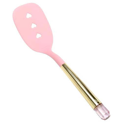 Paris Hilton Slotted Turner with Pink Jewel Shaped Handle, Heat-Resistant up to 400°F, Dishwasher Safe Kitchen Tools and Utensil, Pink and Gold | Amazon (US)
