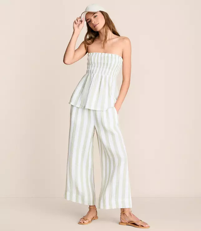 Lou & Grey Striped Triple Cloth Wide Leg Crop Pants | LOFT