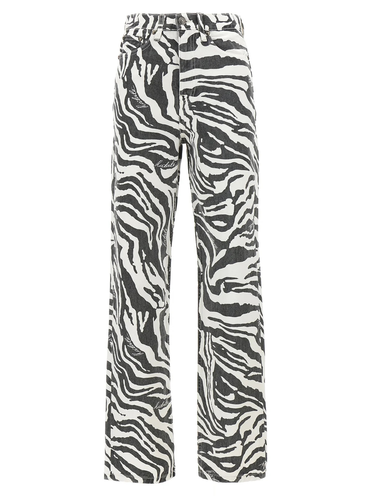 ROTATE Zebra Printed Straight Leg Jeans | Cettire Global