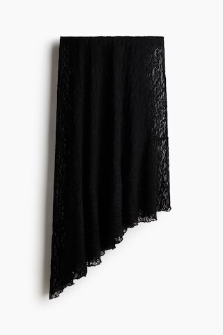 H & M - Asymmetric lace skirt - Black | H&M (UK, MY, IN, SG, PH, TW, HK)