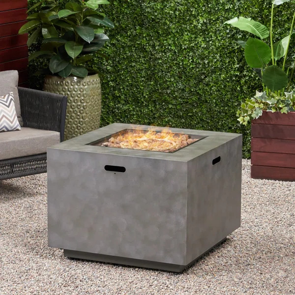 Alsacia Outdoor Concrete Propane Fire Pit Table | Wayfair North America