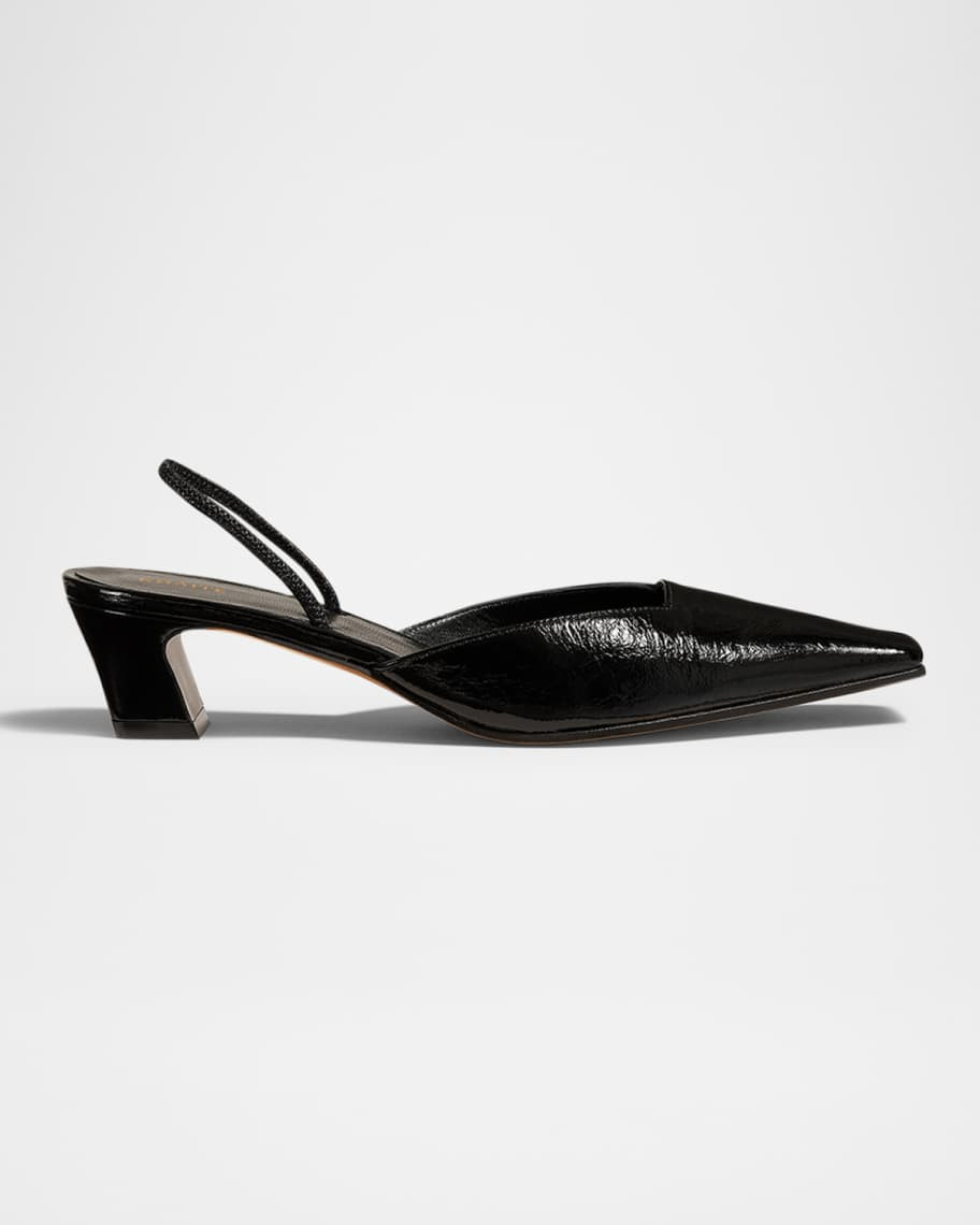 Khaite Roosevelt Leather Kitten Slingback Pumps | Neiman Marcus