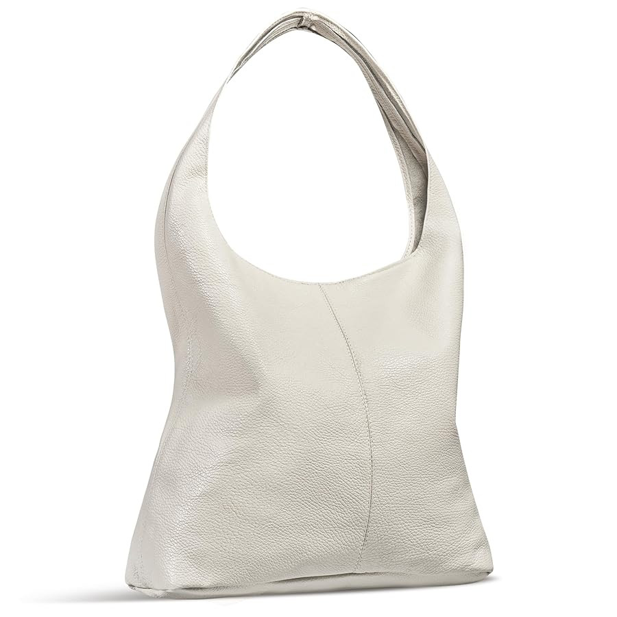 Italian Calf Leather Unlined Hobo Bag for Women with Zipper | Large Slouchy Shoulder Handbag Tote... | Amazon (US)