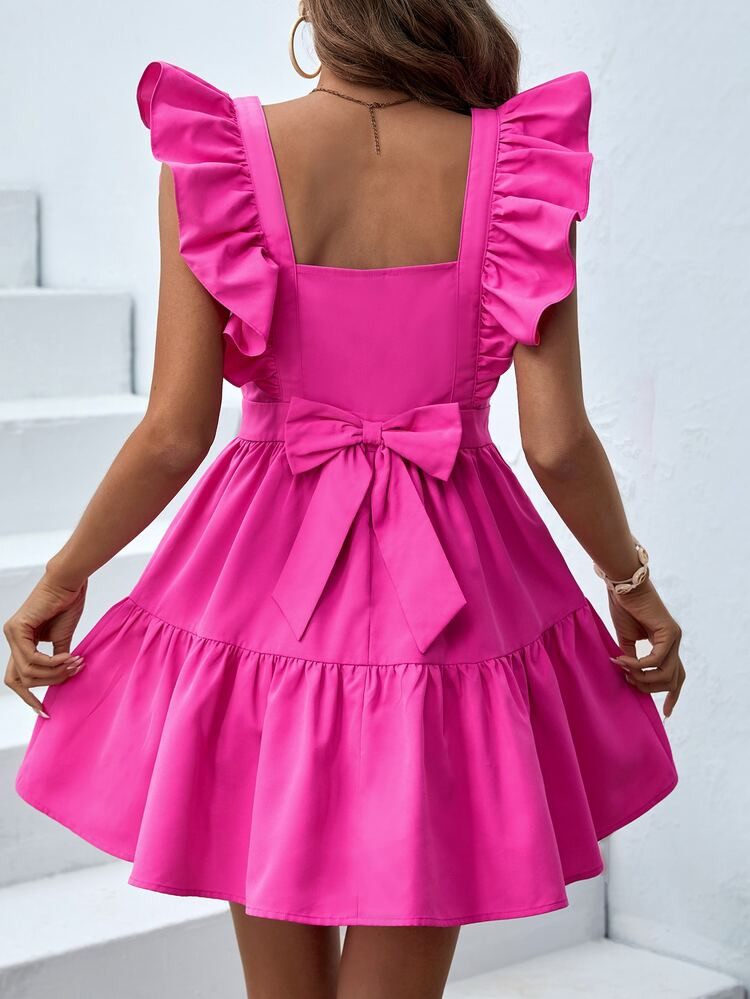 SHEIN VCAY Square Neck Ruffle Trim Ruffle Hem Dress
       
              
              $16.25  ... | SHEIN