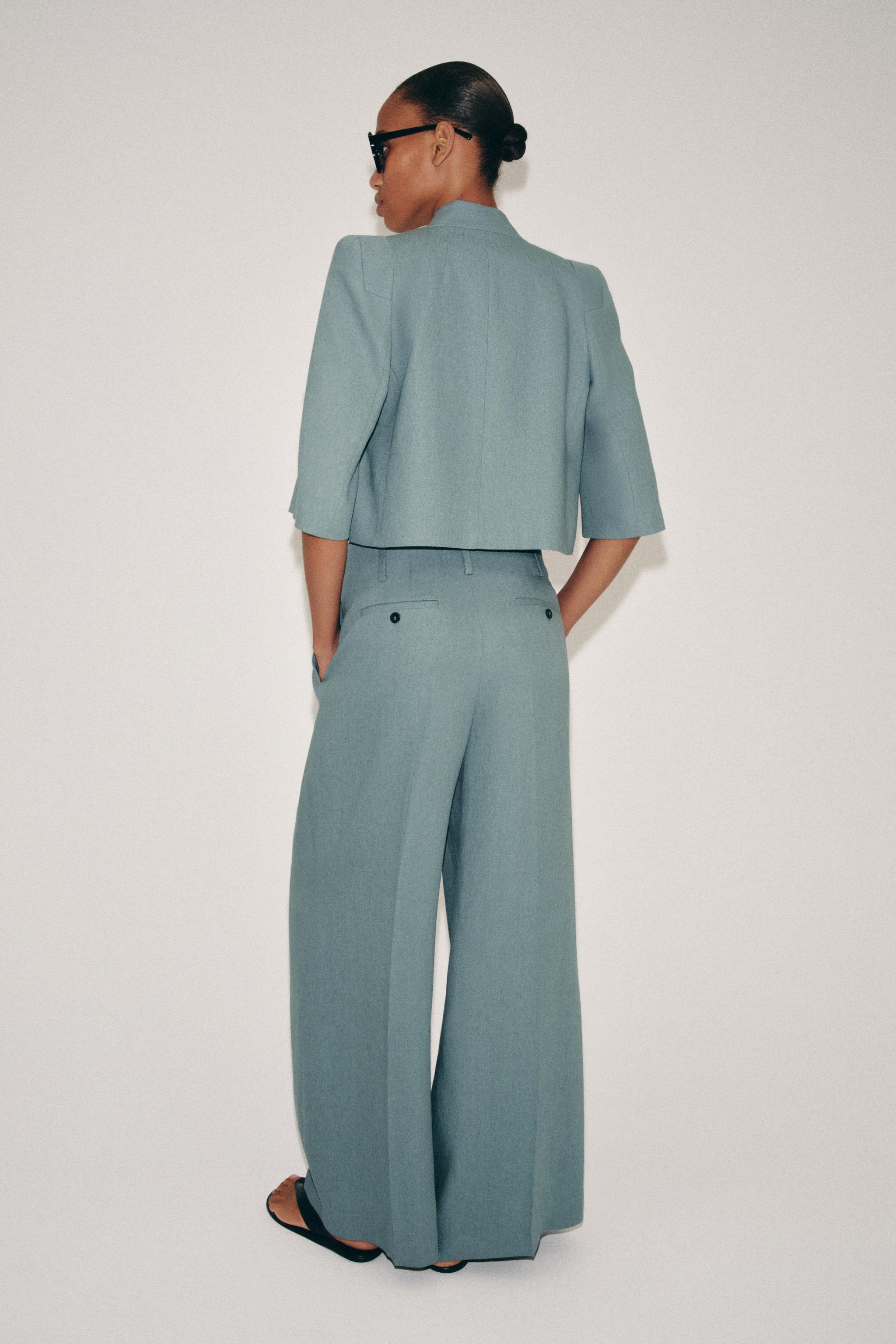 ZW COLLECTION LINEN BLEND CROPPED BLAZER | Zara UK