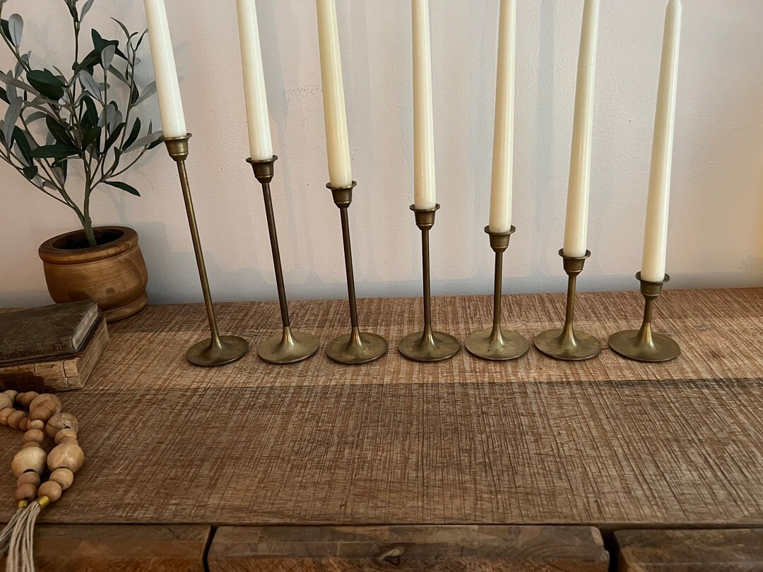 Vintage Brass Tulip Candlesticks set of 7 | Etsy (US)