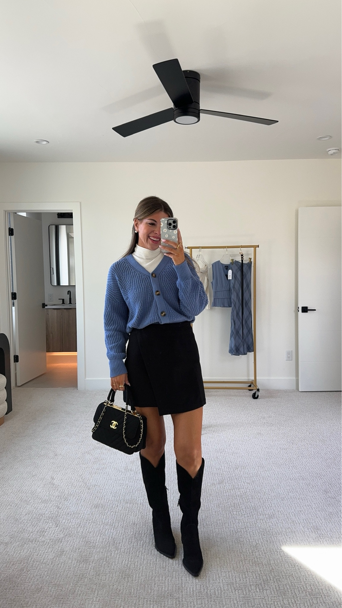 Fall Walmart capsule collection white turtle neck with blue sweater and black mini skirt

Sized down to an xs in all  

#LTKWorkwear #LTKStyleTip #LTKFindsUnder50