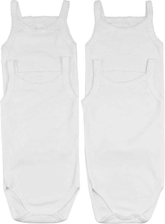 ToBeInStyle Baby Girls' 4 Pack Overall One-Piece Bodysuit | Amazon (US)