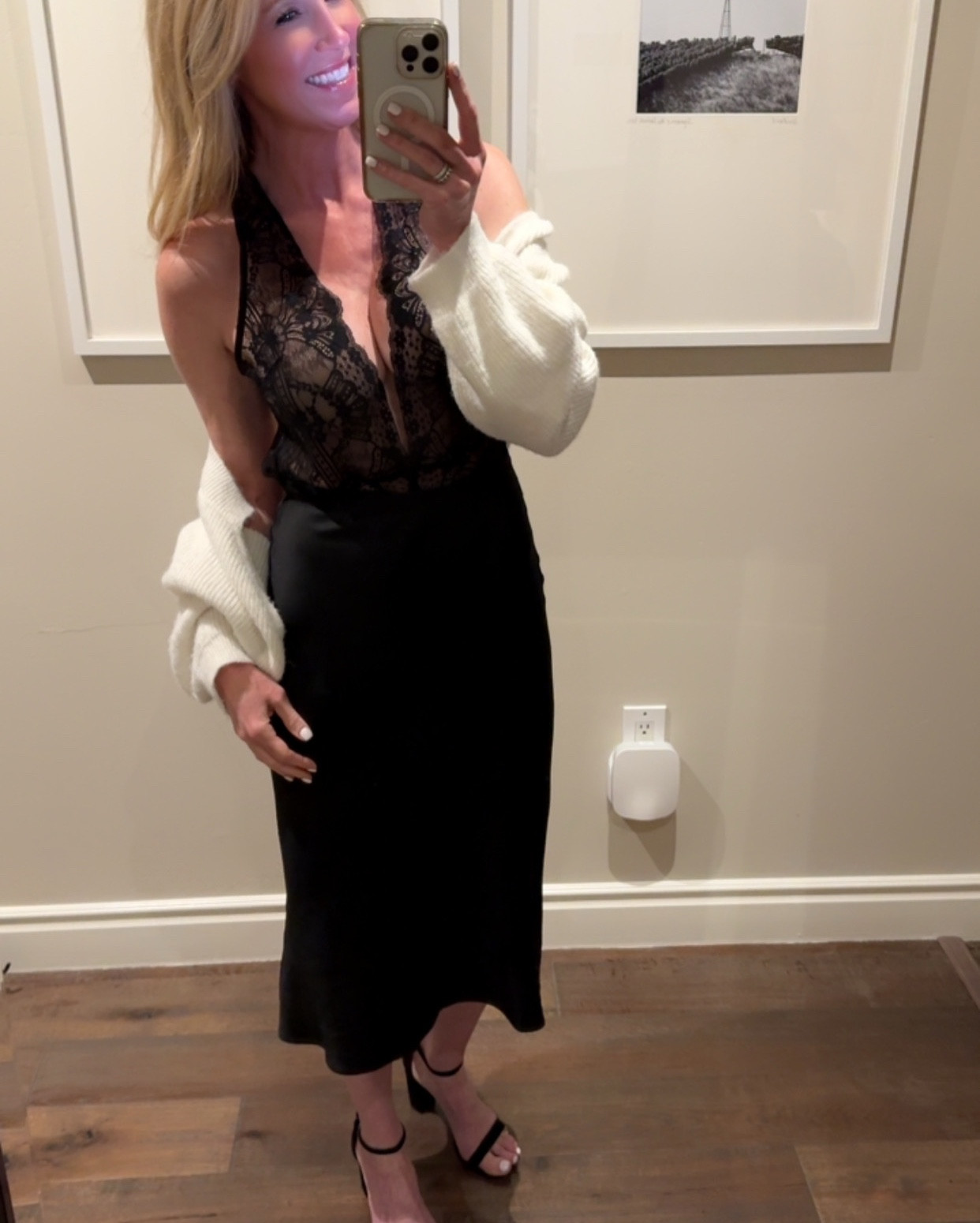 Confession: this bodysuit is actually sold as a teddy. But I LOVE wearing bodysuits with a skirt or pants on a night out. Was totally surprised by the chain details on the back. It’s not shown in the Nordstrom photos or mentioned in the product description so when I went to put it on, I was totally confused by the chains that were attached in a small bag. You can barely see them in the video that I am sharing, but it is so tasteful and beautiful and was such a fun top to wear out to dinner. I got so many compliments! Would be amazing for a date night...

#LTKSaleAlert #LTKStyleTip