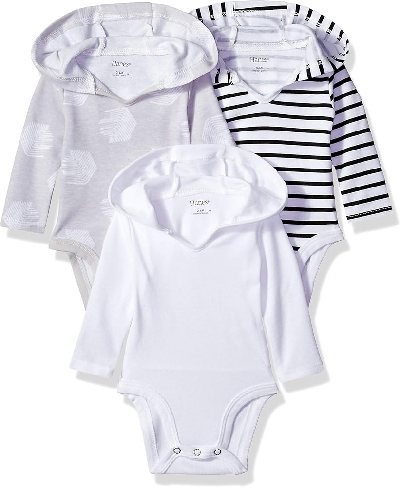 Hanes Ultimate Baby Flexy 3 Pack Hoodie Bodysuits | Amazon (US)