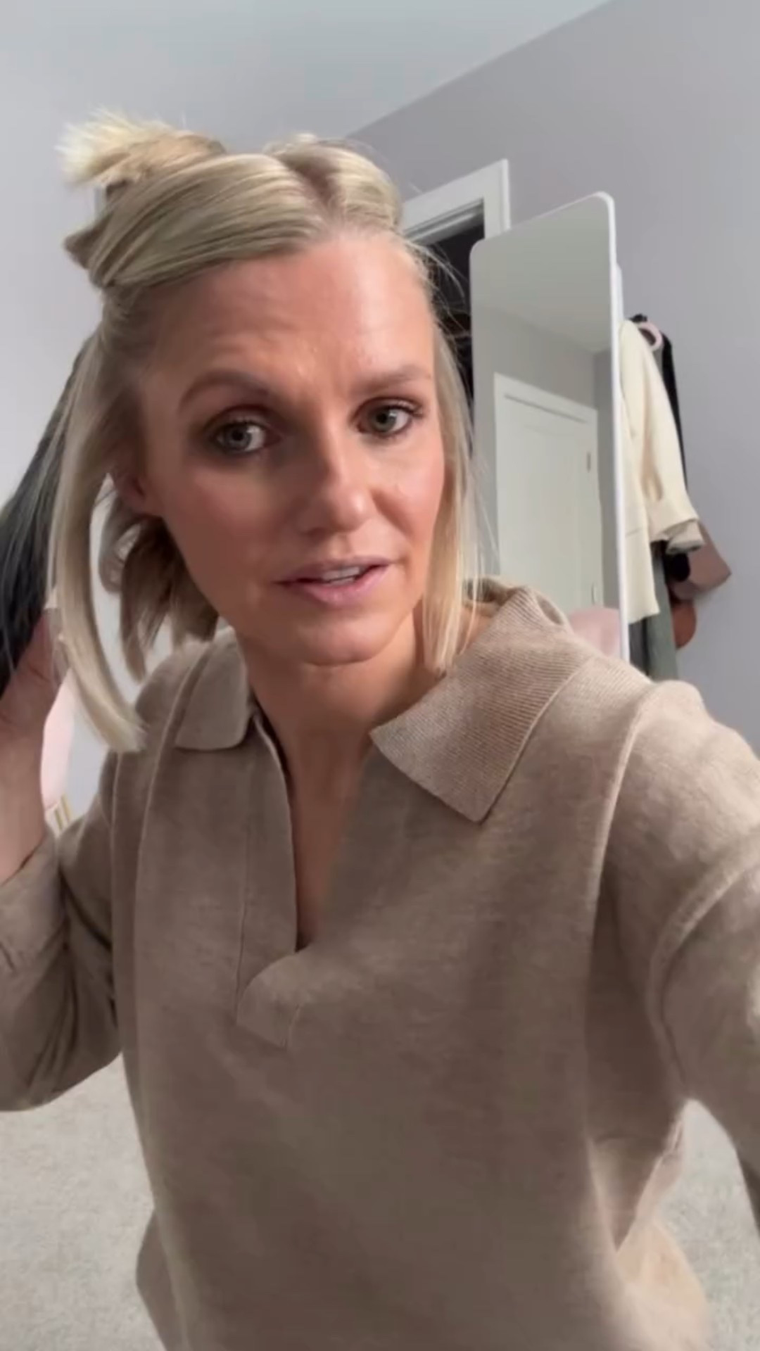 Curling my new hair with my
Straightener. This is the best flat iron and such a good price! 

#LTKgrwm #LTKBeauty #LTKOver40