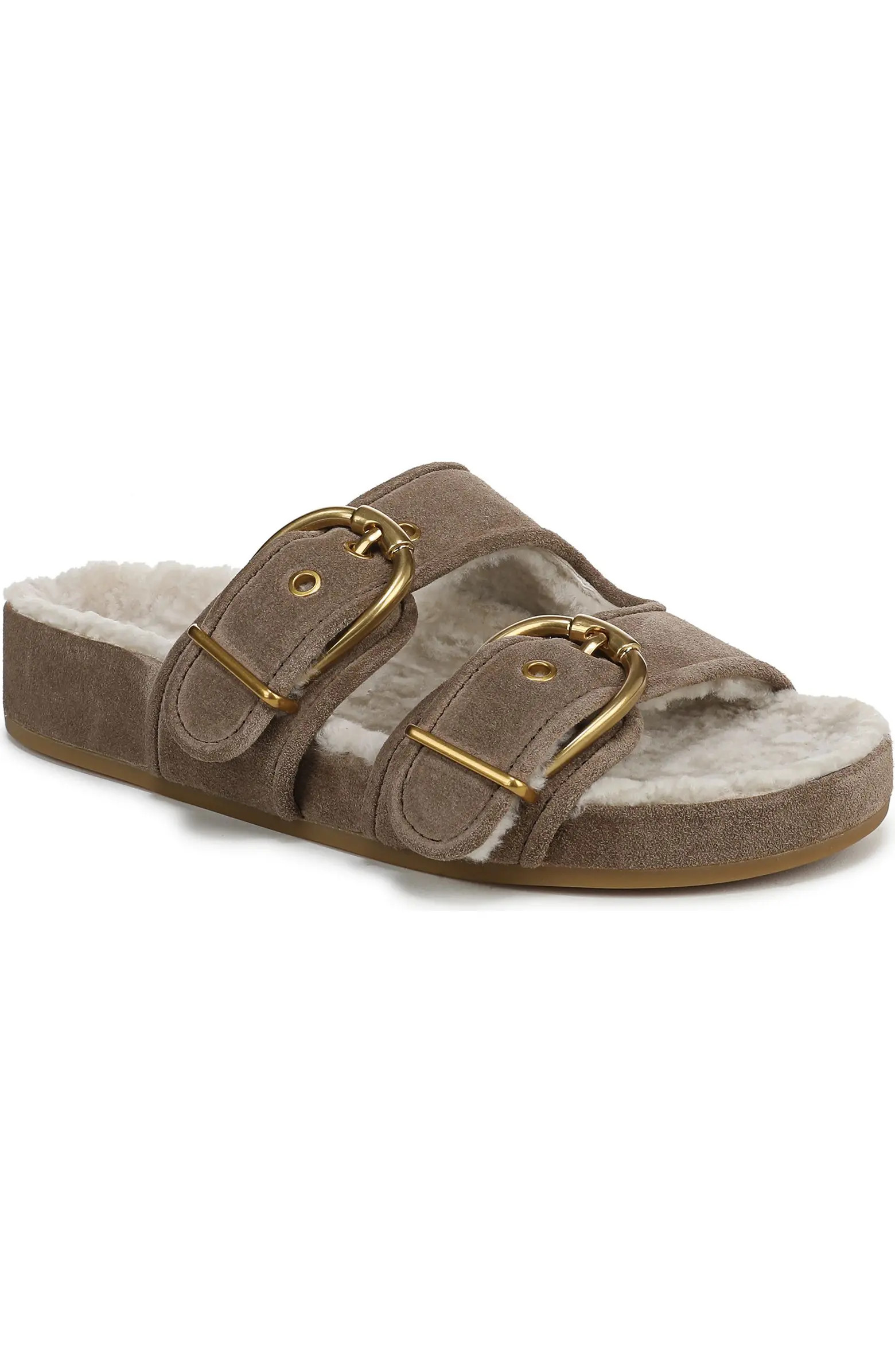 Prue Genuine Shearling Lined Two Strap Sandal (Women) | Nordstrom