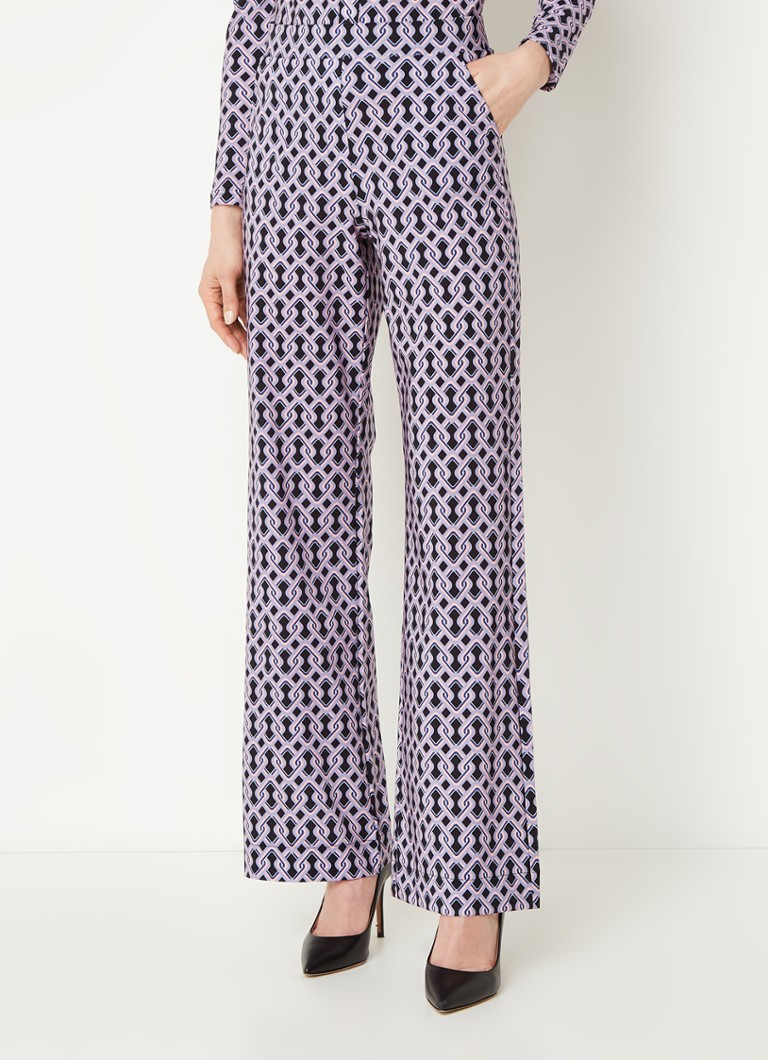 Studio Anneloes Marilon high waist wide fit pantalon met grafische print • Zwart • de Bijenko... | De Bijenkorf (NL)