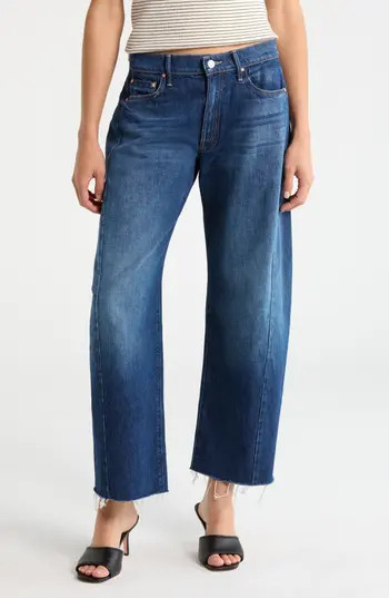 MOTHER Mid Rise Frayed Barrel Leg Jeans in Unplugged at Nordstrom Rack, Size 24 | Nordstrom Rack