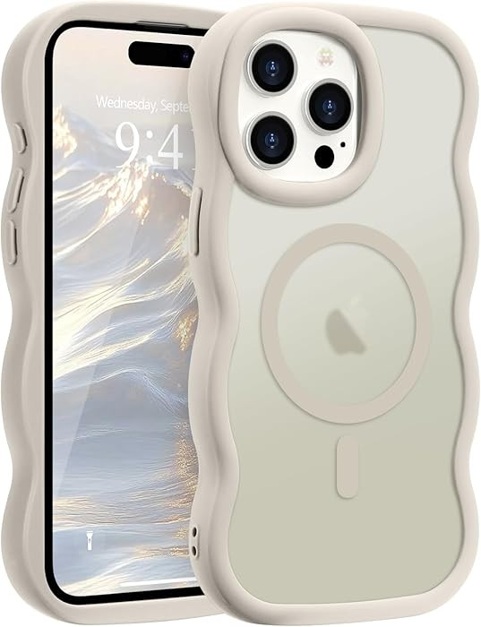 Pepmune for iPhone 15 Pro Max Case, Curly Wavy Frame Hard Translucent Matte Clear Back Cover for ... | Amazon (US)