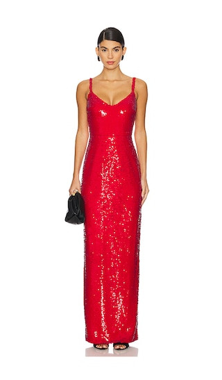 Karma Sequin Maxi Dress in Red Sequin Maxi Dress Red Sequin Gown Sequin Outfit Sequin Outfits | Revolve Clothing (Global)