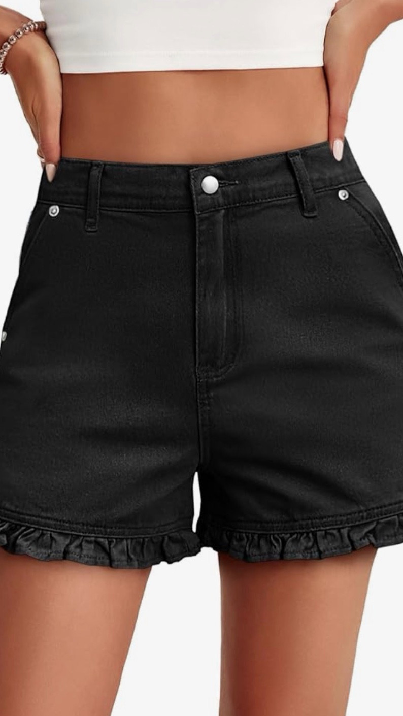 Womens Summer Ruffle Denim Shorts Cute High Waisted Cotton Short Jeans with Pockets Jean 

#LTKTravel #LTKmomlife #LTKgrwm