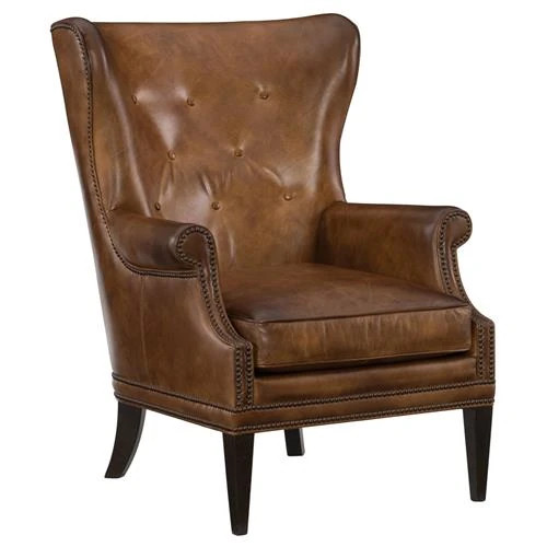 Maris Rustic Lodge Brown Leather Wing Chair | Kathy Kuo Home