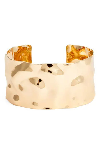 Open Edit Wide Hammered Cuff Bracelet in Gold at Nordstrom Rack | Nordstrom Rack