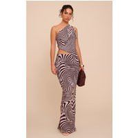 Brown Zebra Print Chiffon Maxi Skirts | PrettyLittleThing US