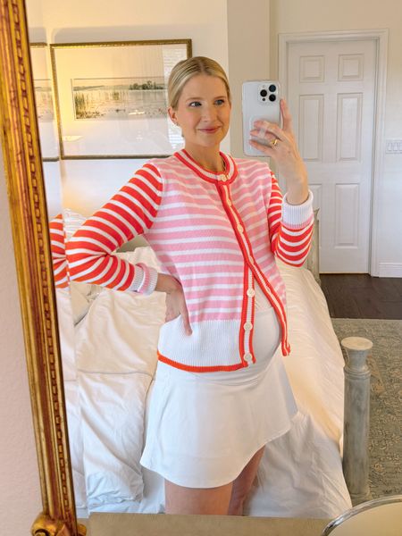 Love this new pink and orange cardigan by Addison Bay, and the maternity white tennis skirt!

#LTKfitness #LTKstyletip #LTKbump