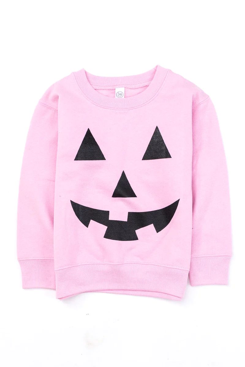 Jack O Lantern Pink Toddler Graphic Sweatshirt | The Pink Lily Boutique