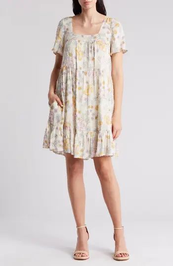 Floral Short Sleeve Babydoll Dress | Nordstrom Rack
