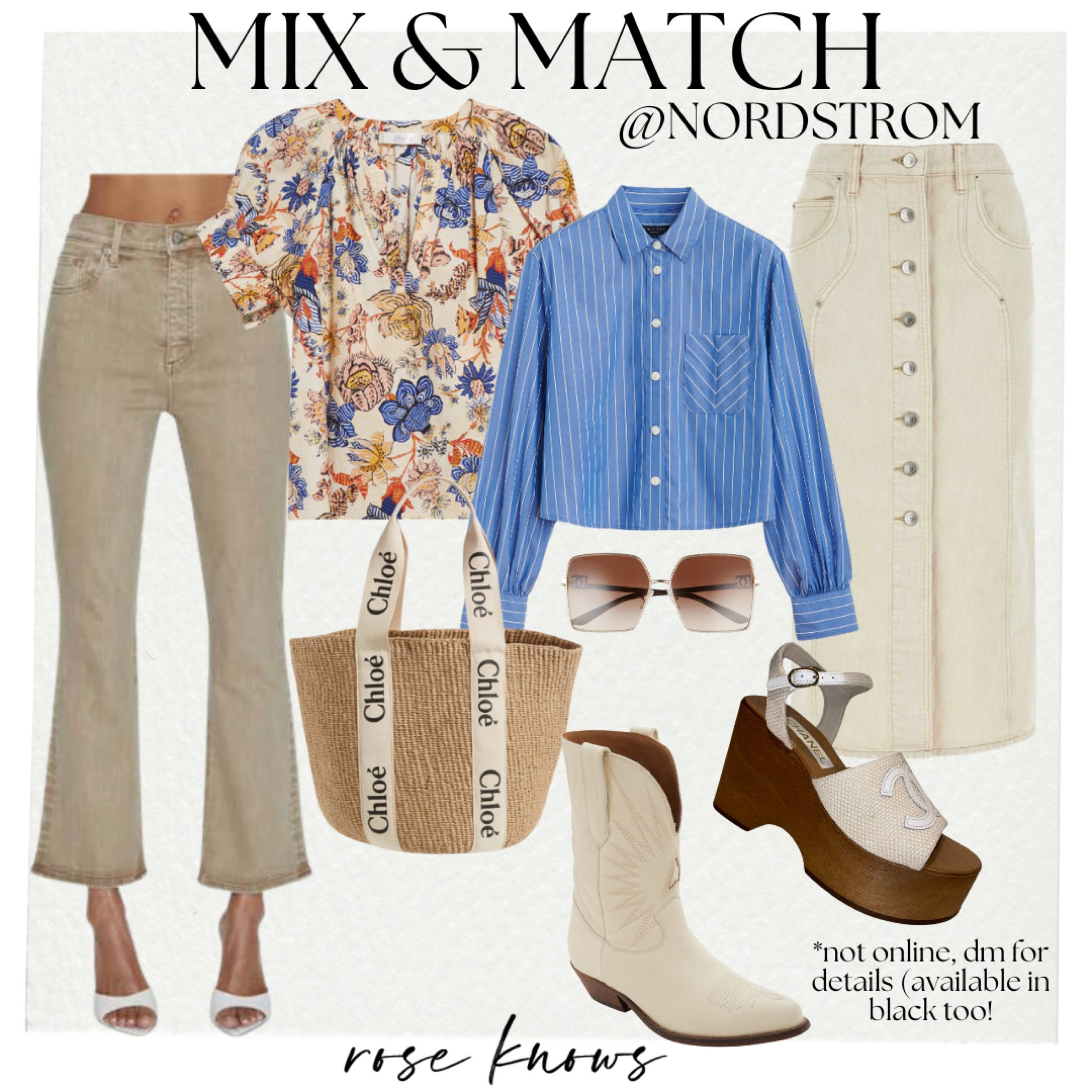 Mix and match to create more outfits on your next vacation 

Light jeans 
Ecru denim skirt 
Golden goose western boots 
Chanel platform shoes are available via instagr dm 

#LTKworkwear #LTKover40 #LTKtravel