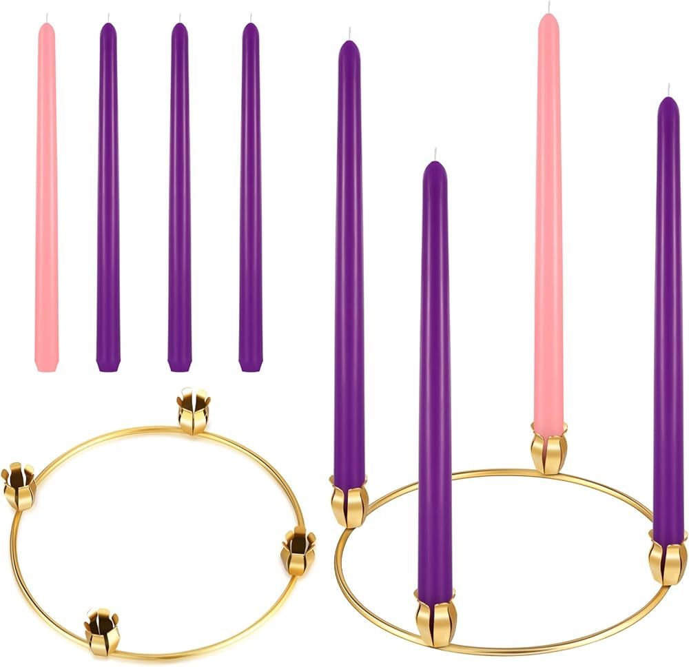 5 Pieces Advent Wreath Ring Advent Candle Advent Ring Candle Holder Christmas Advent Taper Candl... | Amazon (US)