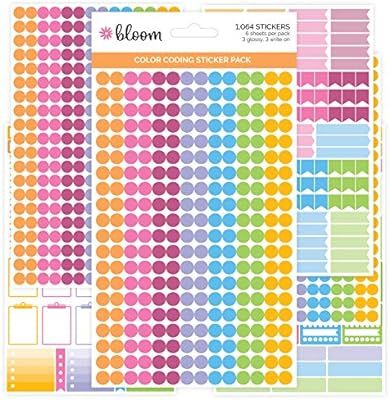 bloom daily planners Color Coding Planner Stickers - 1/4" Dot Labels - Six Sheets, 1000+ Stickers... | Amazon (US)