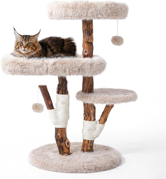 Aesthetic Cat Tree Tower for Large Cats, Large Cat Tree for Maine Coon Indoor Cats with Faux Fox ... | Amazon (US)