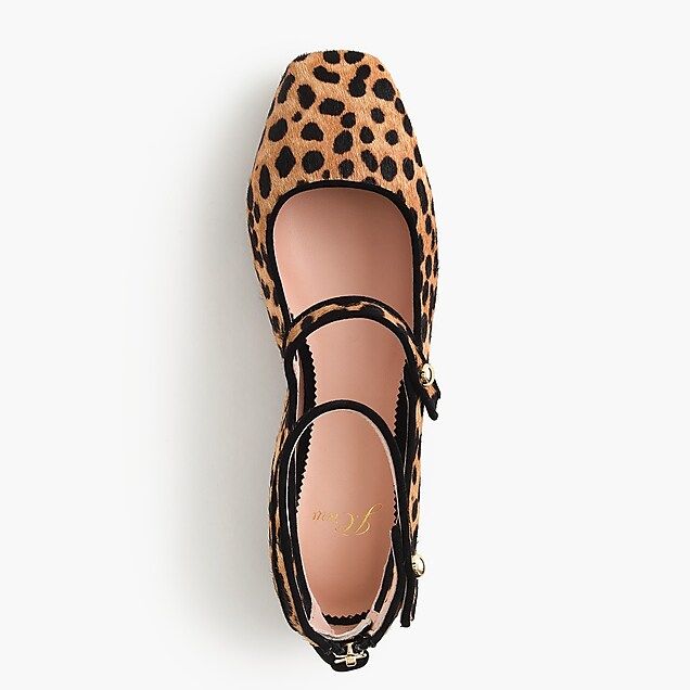 Poppy two-strap ballet flats in leopard calf hair | J.Crew US