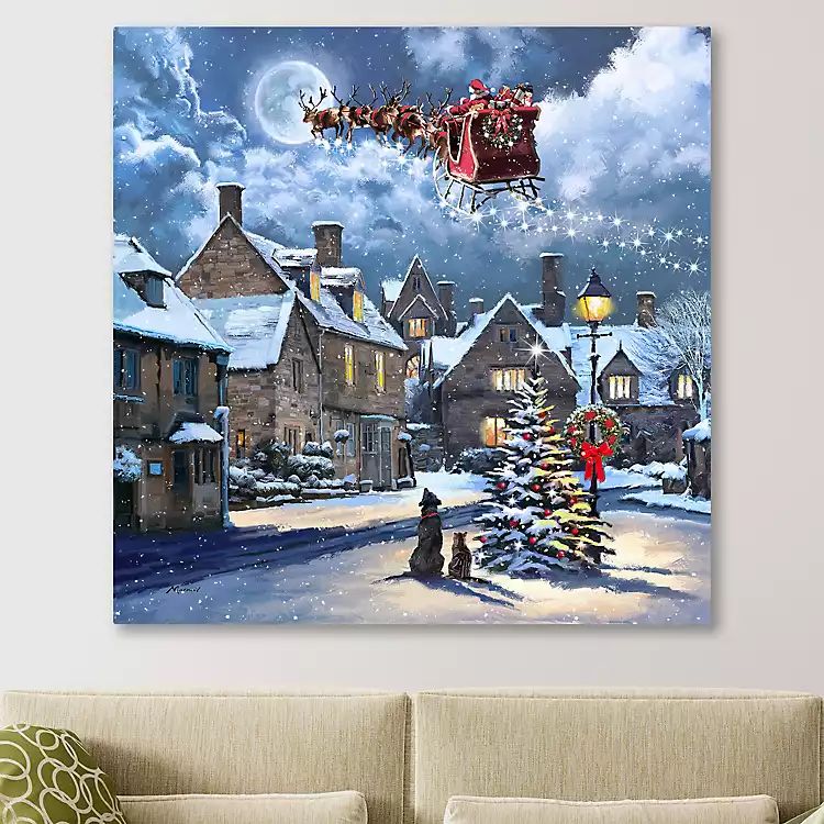 Street Light and Santa's Sleigh Canvas Art Print | Kirkland's Home