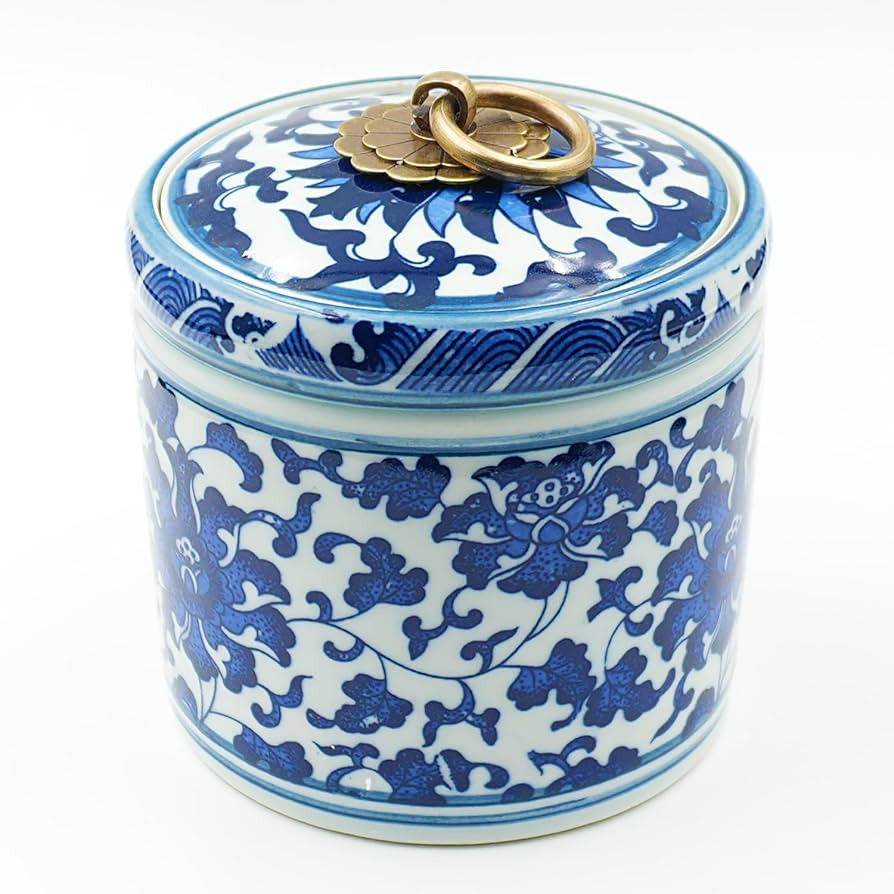 Blue and White Salt Cellar with Lid, Salt Containers for Countertop, Salt Box, Salt Holder, Salt ... | Amazon (US)