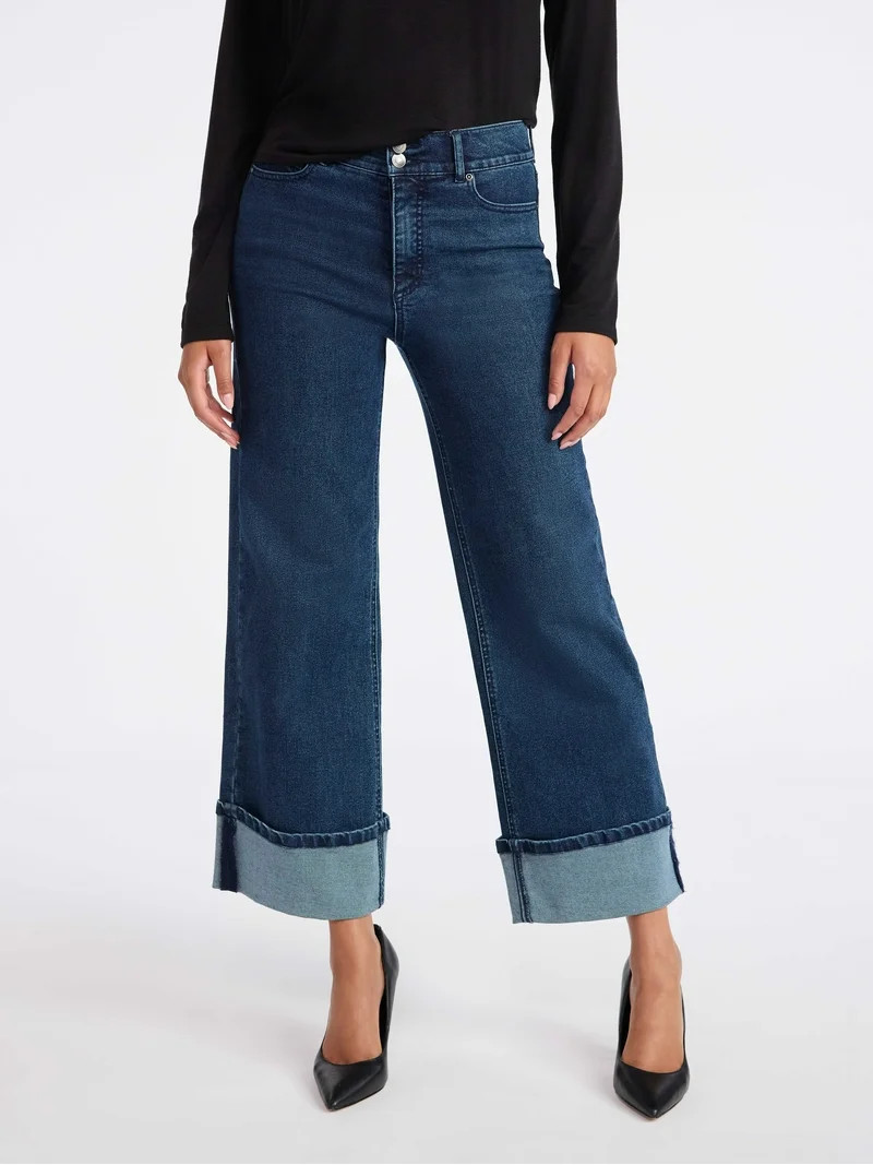 Sofia by Sofia Vergara Women's and Women's Plus Margot Wide Crop Super High Rise Jeans, 27" Insea... | Walmart (US)