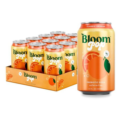 Bloom Pop Prebiotic Soda 12 Pack, Classic Orange Flavor, 12oz Cans | Prebiotic Soda for Gut Health, Low Calorie Soda, No Caffeine, Healthy Soft Drink Alternative | Amazon (US)