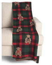 Plaid Teddy Bear Throw, Cotton | TJ Maxx