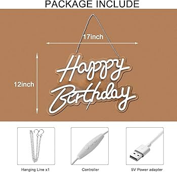 Happy Birthday Neon Sign for Wall Decor, with Dimmable Switch, Reusable Neon Light Sign for All P... | Amazon (US)