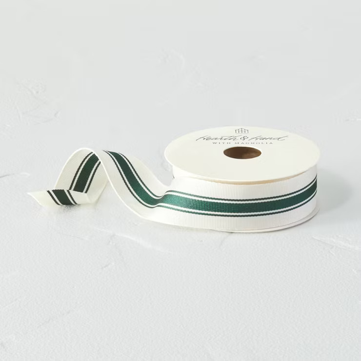 30' Engineered Stripe Woven Gift Ribbon - Hearth & Hand™ with Magnolia | Target