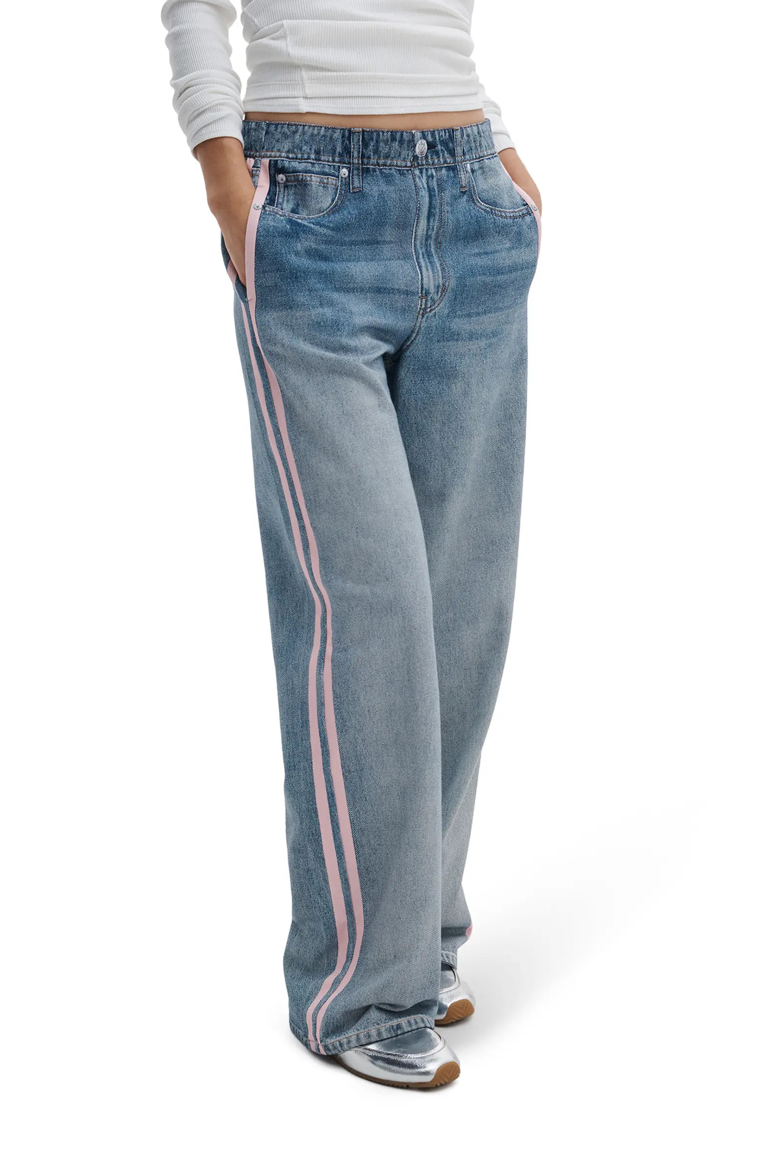 rb Miramar Track Stripe Cotton Terry Sweatpant Jeans (Women) | Nordstrom | Nordstrom