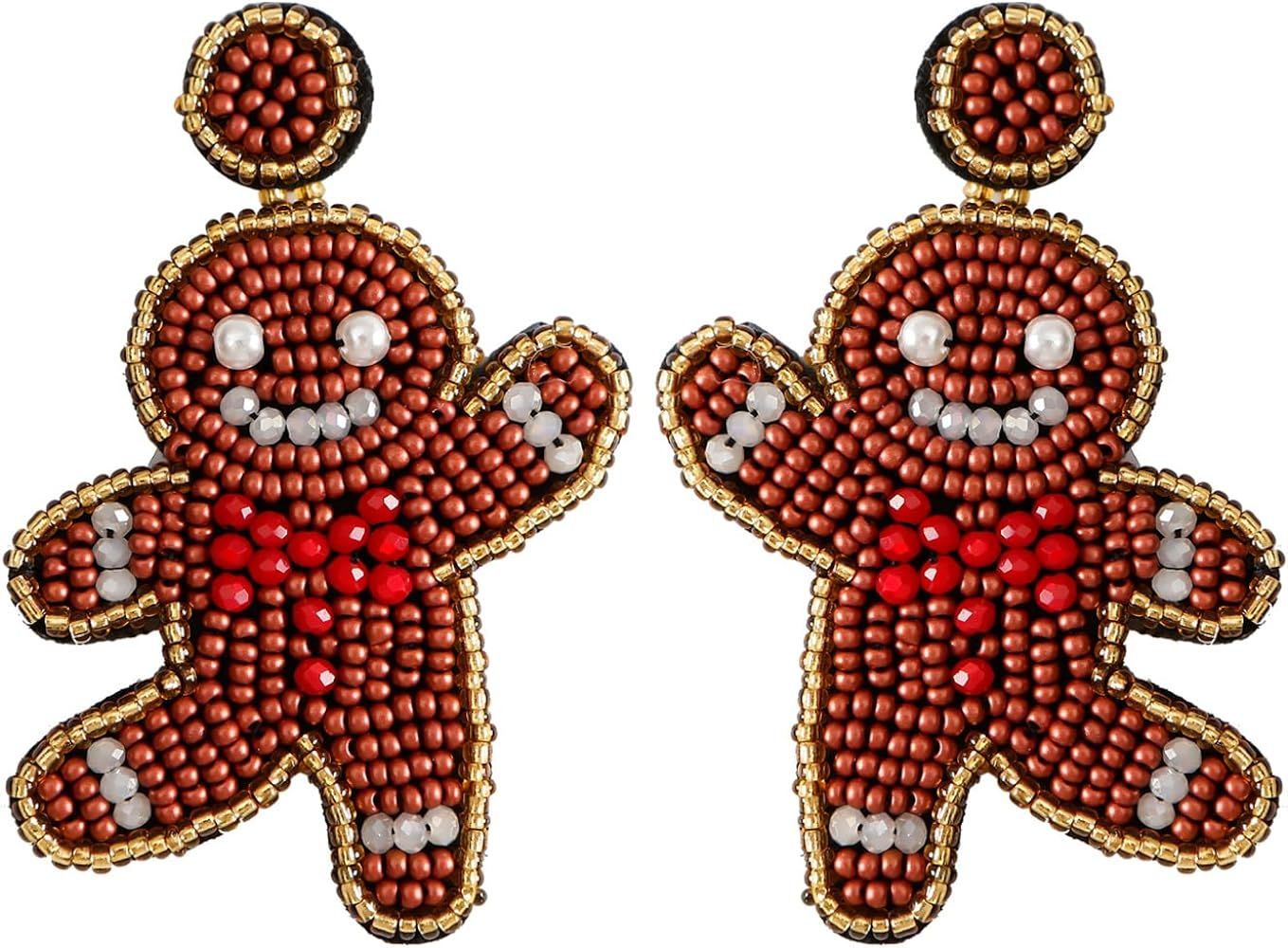 Christmas Earrings for Women - Beaded Christmas Earrings, Hypoallergenic Christmas Tree Cake Bow ... | Amazon (US)