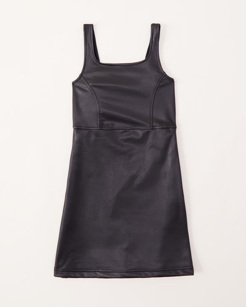 faux leather layerable dress | Abercrombie & Fitch (US)