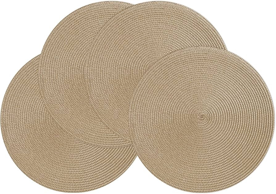 POQGLFT Round Braided Placemats 15 Inch Washable for Dining Tables Polypropylene Woven Heat Resis... | Amazon (US)